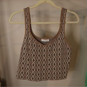 Printed Brown Sweater Tank